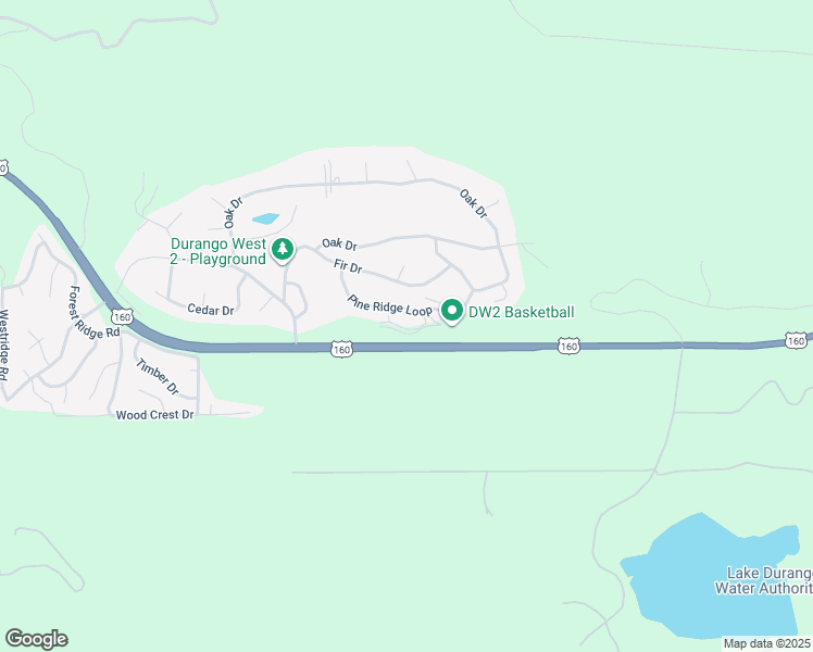 map of restaurants, bars, coffee shops, grocery stores, and more near 198 Pine Ridge Loop in Durango