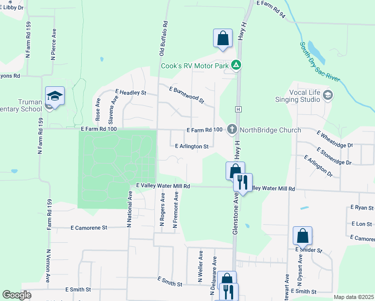 map of restaurants, bars, coffee shops, grocery stores, and more near 3705 North Pickwick Avenue in Springfield