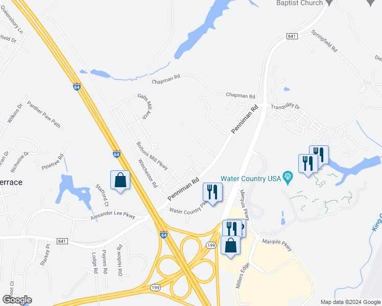 map of restaurants, bars, coffee shops, grocery stores, and more near 126 McCormick Place in Williamsburg