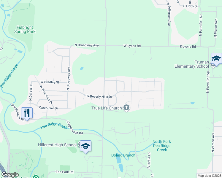 map of restaurants, bars, coffee shops, grocery stores, and more near 3716 North Oak Point Avenue in Springfield