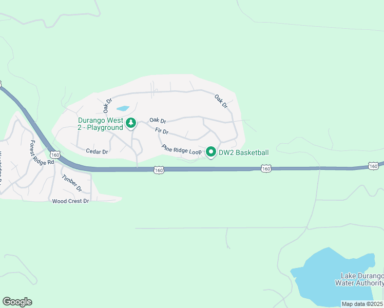 map of restaurants, bars, coffee shops, grocery stores, and more near 198 Pine Ridge Loop in Durango