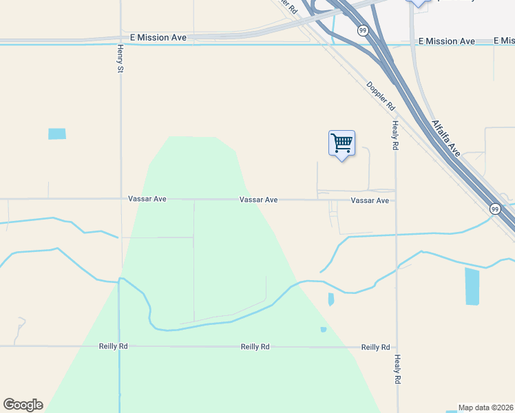 map of restaurants, bars, coffee shops, grocery stores, and more near 2425 Vassar Avenue in Merced