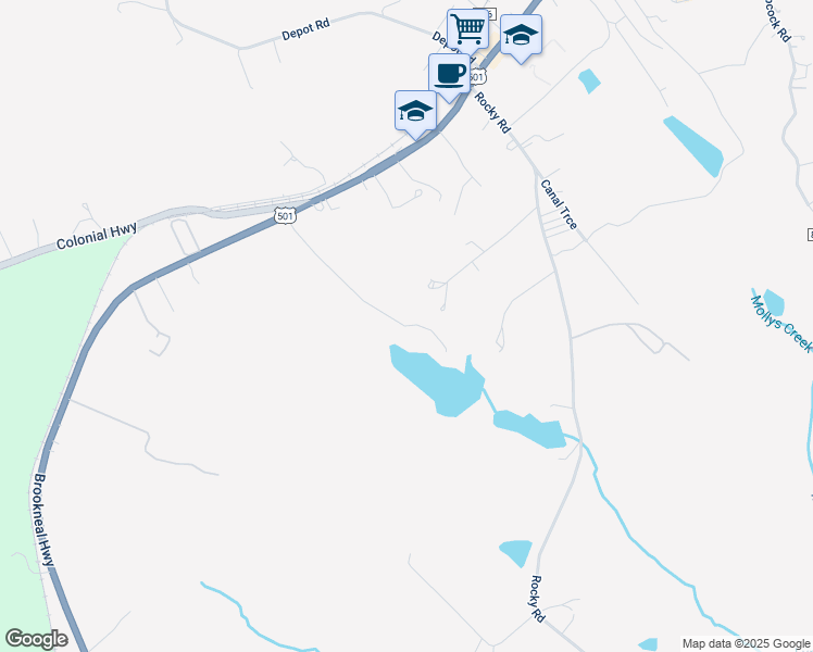 map of restaurants, bars, coffee shops, grocery stores, and more near 379 Patricks Drive in Rustburg