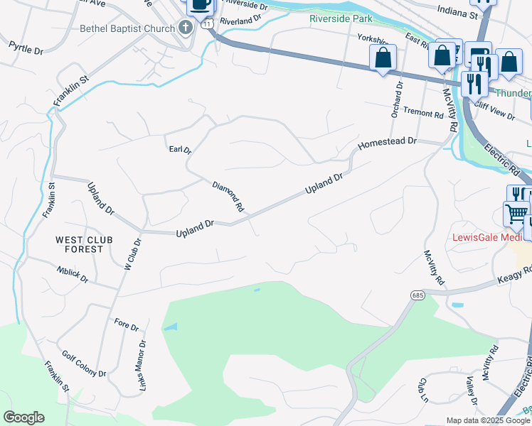 map of restaurants, bars, coffee shops, grocery stores, and more near 44 Upland Drive in Salem