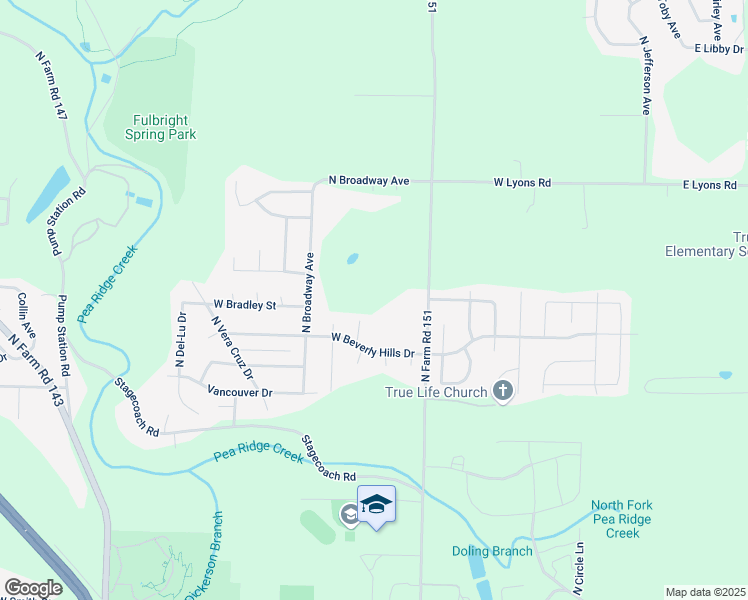 map of restaurants, bars, coffee shops, grocery stores, and more near 3775 North Farm Road 151 in Springfield