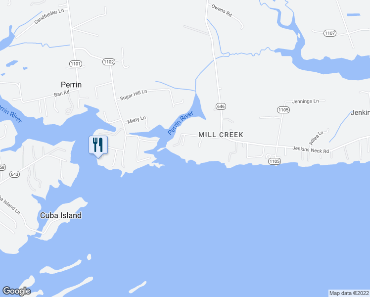 map of restaurants, bars, coffee shops, grocery stores, and more near 9954 Bonniville Road in Gloucester County