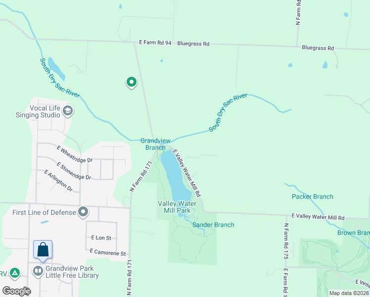 map of restaurants, bars, coffee shops, grocery stores, and more near 2361 East Valley Water Mill Road in Springfield