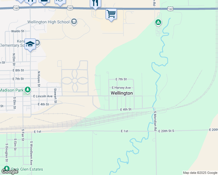 map of restaurants, bars, coffee shops, grocery stores, and more near 100 North Haslet Street in Wellington