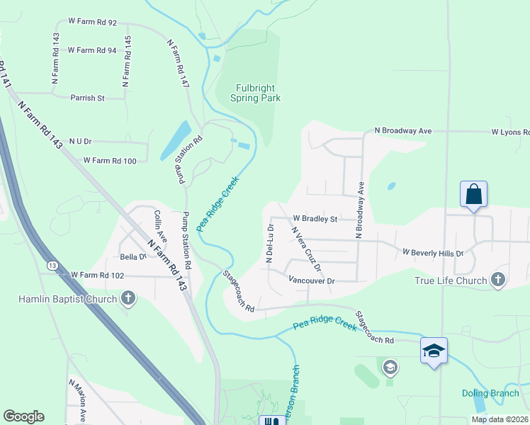 map of restaurants, bars, coffee shops, grocery stores, and more near 3771 North Del-Lu Drive in Springfield