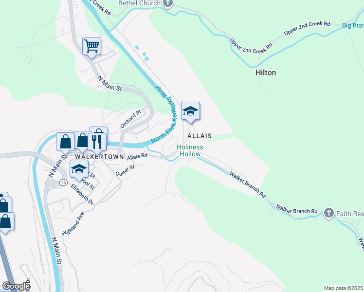map of restaurants, bars, coffee shops, grocery stores, and more near 101 Vo-Tech Drive in Hazard