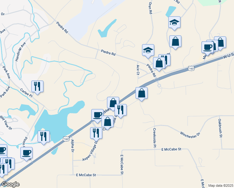 map of restaurants, bars, coffee shops, grocery stores, and more near 334 East Golf Place in Pagosa Springs