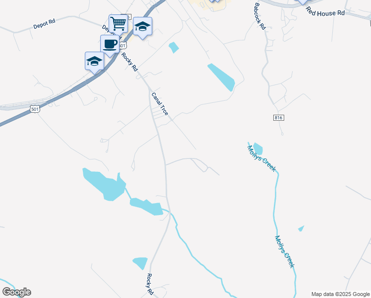 map of restaurants, bars, coffee shops, grocery stores, and more near 345 Canal Trce in Rustburg