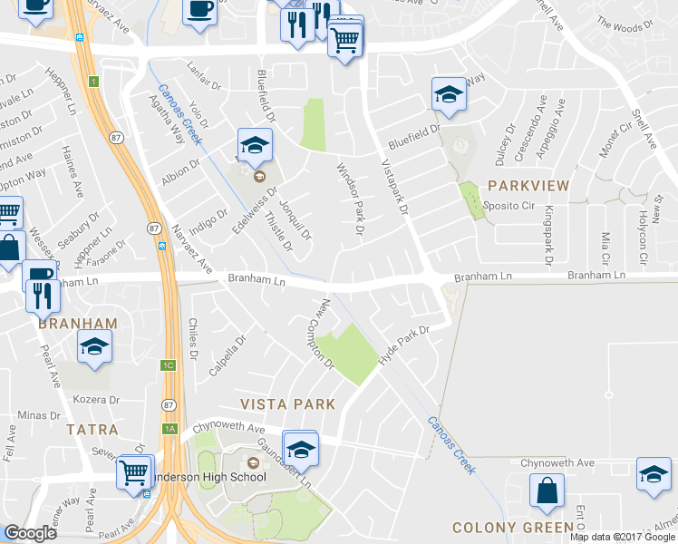 map of restaurants, bars, coffee shops, grocery stores, and more near 476 Royale Park Drive in San Jose
