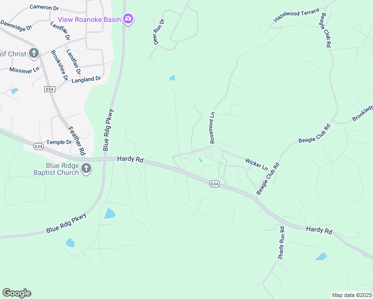 map of restaurants, bars, coffee shops, grocery stores, and more near 1156 Rosemont Lane in Vinton