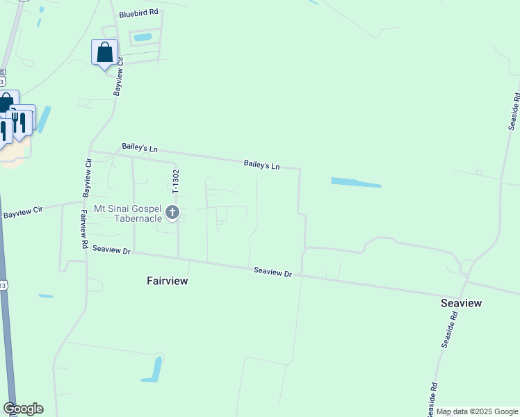 map of restaurants, bars, coffee shops, grocery stores, and more near 23068 Erwin Court in Cape Charles
