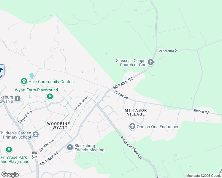 map of restaurants, bars, coffee shops, grocery stores, and more near 655 Virginia 624 in Blacksburg