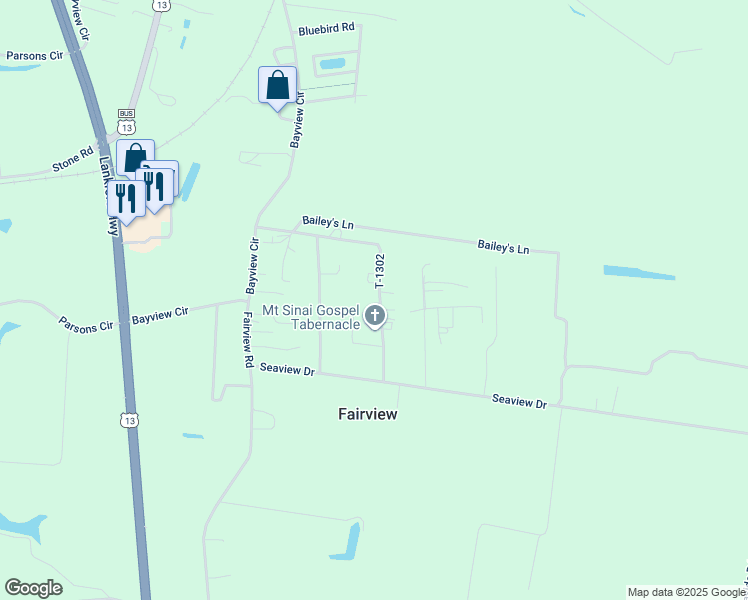 map of restaurants, bars, coffee shops, grocery stores, and more near 23028 T-1302 in Cape Charles