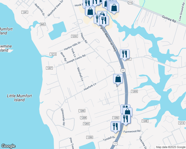 map of restaurants, bars, coffee shops, grocery stores, and more near 2018 Anderton Lane in Gloucester Point