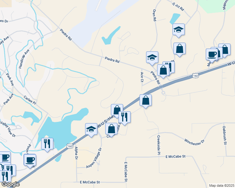 map of restaurants, bars, coffee shops, grocery stores, and more near 249 East Golf Place in Pagosa Springs