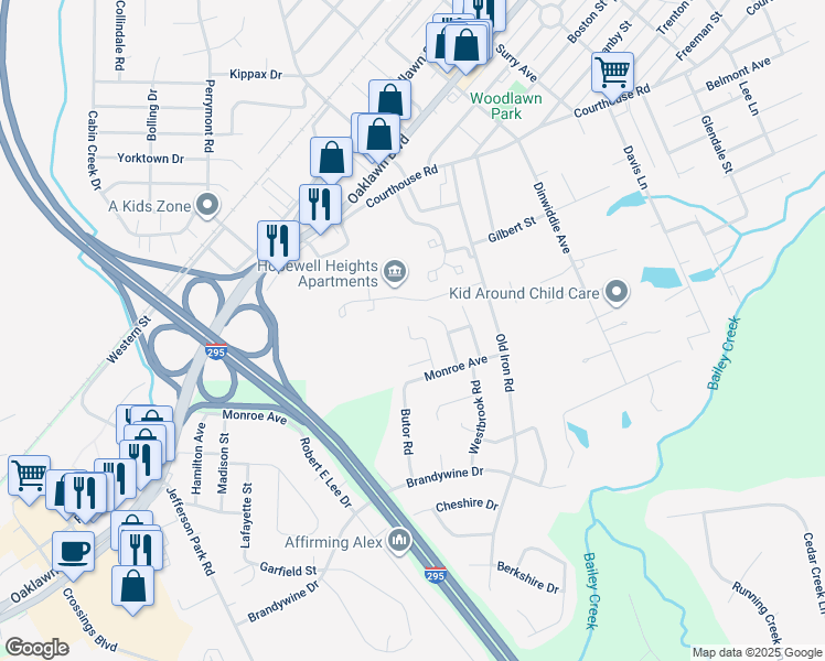 map of restaurants, bars, coffee shops, grocery stores, and more near 1523 Autumn Drive in Hopewell