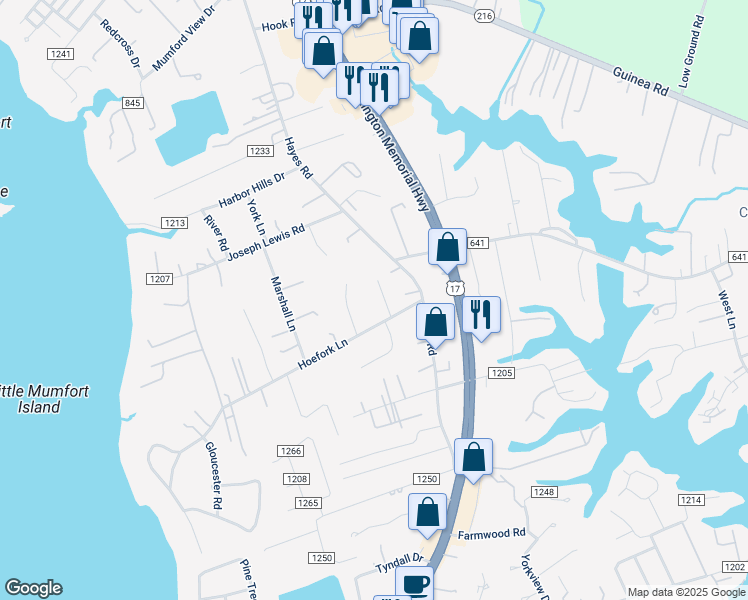 map of restaurants, bars, coffee shops, grocery stores, and more near 2015 Anderton Lane in Gloucester Point