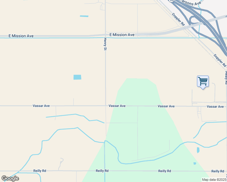 map of restaurants, bars, coffee shops, grocery stores, and more near Henry Street in Merced