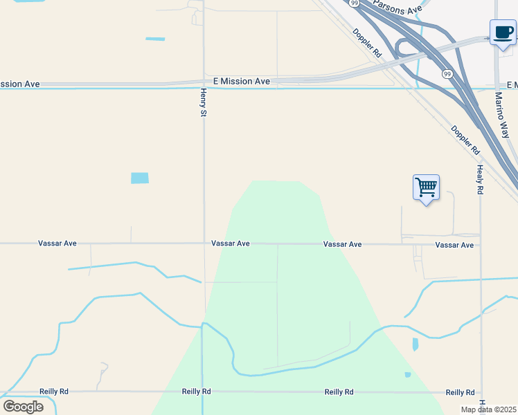 map of restaurants, bars, coffee shops, grocery stores, and more near 2230 Vassar Avenue in Merced