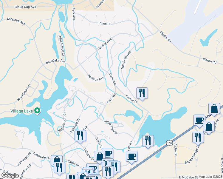 map of restaurants, bars, coffee shops, grocery stores, and more near Park Avenue in Pagosa Springs