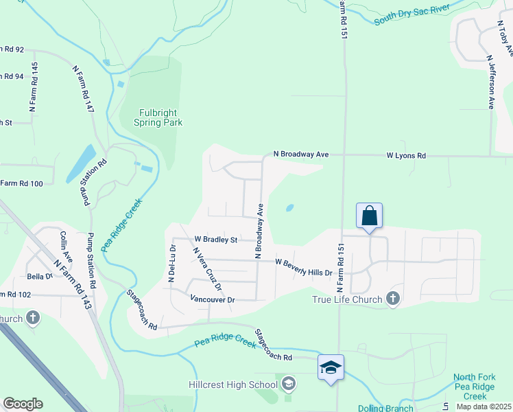 map of restaurants, bars, coffee shops, grocery stores, and more near 3884 North Broadway Avenue in Springfield