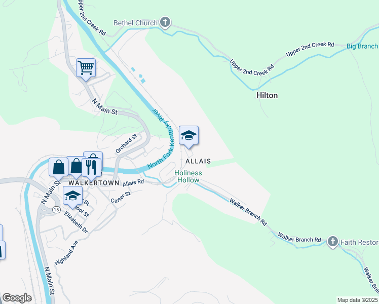 map of restaurants, bars, coffee shops, grocery stores, and more near 101 Vo-Tech Drive in Hazard