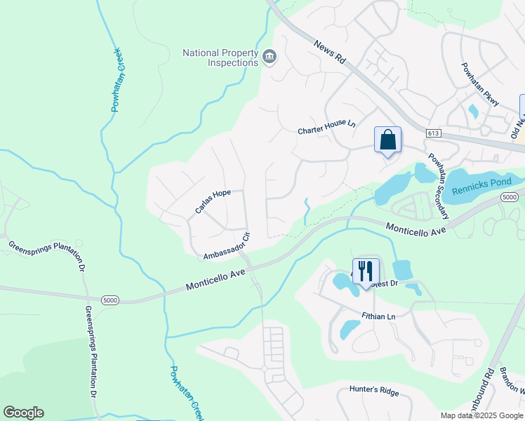 map of restaurants, bars, coffee shops, grocery stores, and more near 108 South Benjamin Howell Street in Williamsburg