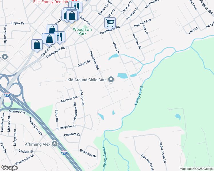 map of restaurants, bars, coffee shops, grocery stores, and more near 1711 Dinwiddie Avenue in Hopewell