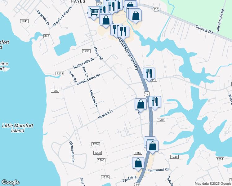 map of restaurants, bars, coffee shops, grocery stores, and more near 2015 Anderton Lane in Gloucester Point