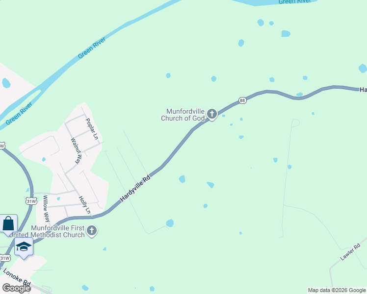 map of restaurants, bars, coffee shops, grocery stores, and more near 801-1939 Hardyville Rd in Munfordville