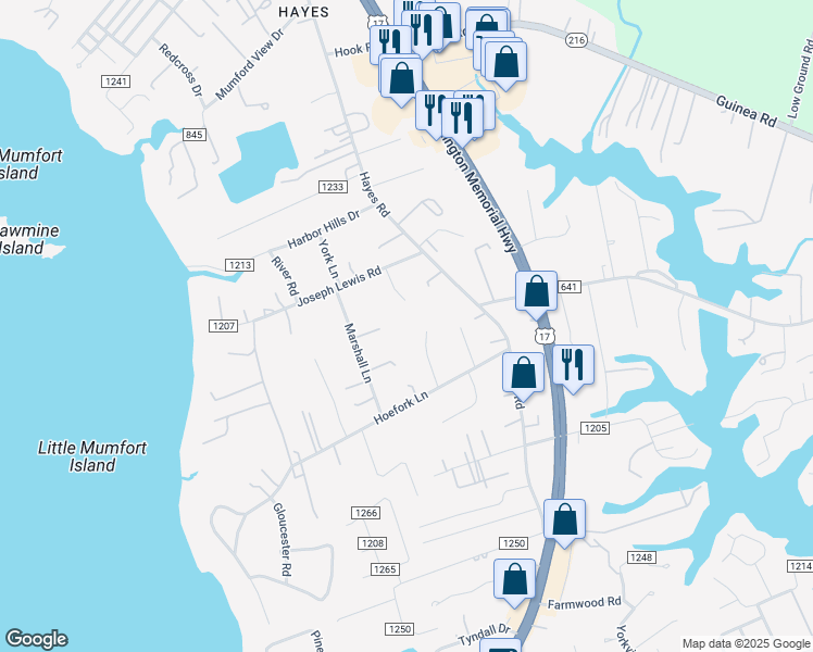 map of restaurants, bars, coffee shops, grocery stores, and more near 2018 Anderton Lane in Gloucester Point