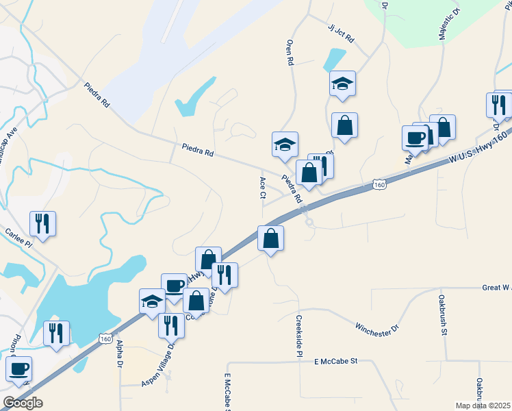 map of restaurants, bars, coffee shops, grocery stores, and more near 75 Ace Court in Pagosa Springs