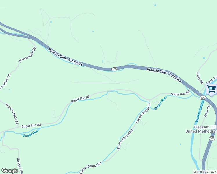 map of restaurants, bars, coffee shops, grocery stores, and more near 352-406 Sugar Run Road in Pearisburg