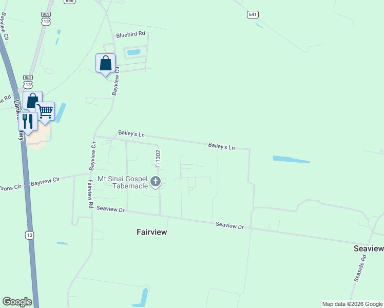 map of restaurants, bars, coffee shops, grocery stores, and more near 1311 Briar Court in Cape Charles