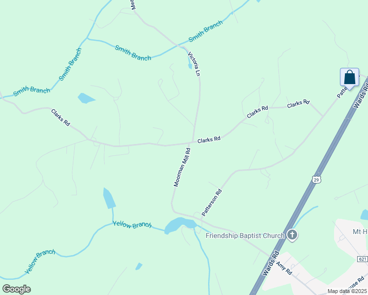 map of restaurants, bars, coffee shops, grocery stores, and more near 740 Clarks Road in Rustburg