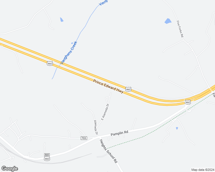 map of restaurants, bars, coffee shops, grocery stores, and more near 460 Prince Edward Highway in Pamplin