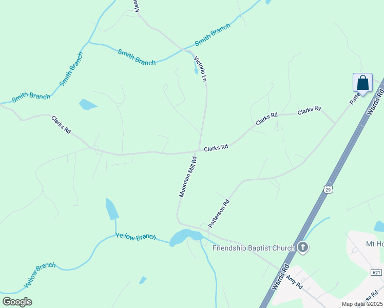 map of restaurants, bars, coffee shops, grocery stores, and more near 740 Clarks Road in Rustburg