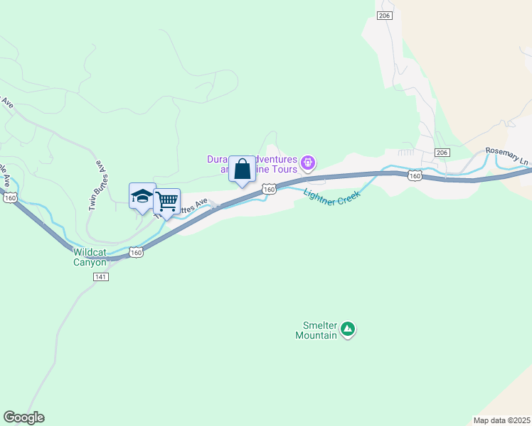 map of restaurants, bars, coffee shops, grocery stores, and more near 20328-20650 U.S. 160 in Durango