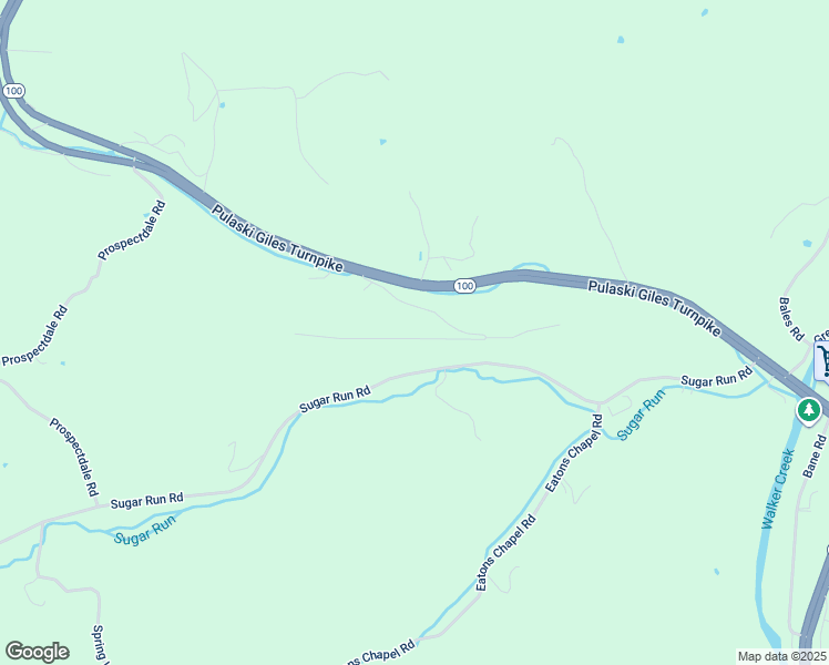map of restaurants, bars, coffee shops, grocery stores, and more near 296 Sunny Ridge Road in Pearisburg