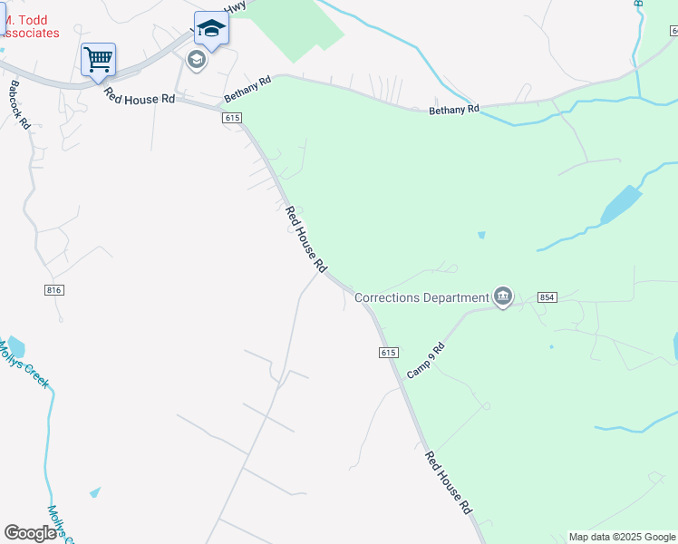 map of restaurants, bars, coffee shops, grocery stores, and more near 882 Red House Road in Rustburg