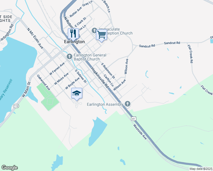 map of restaurants, bars, coffee shops, grocery stores, and more near 620 Hopkinsville Road in Earlington