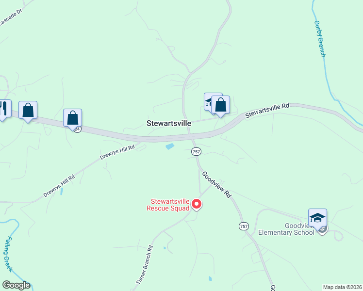 map of restaurants, bars, coffee shops, grocery stores, and more near 1063 Goodview Road in Goodview