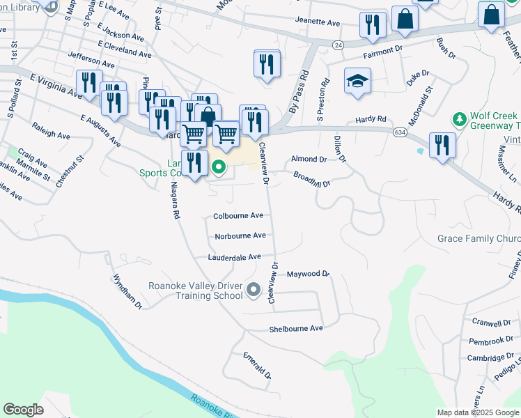 map of restaurants, bars, coffee shops, grocery stores, and more near 978 Colbourne Avenue in Vinton
