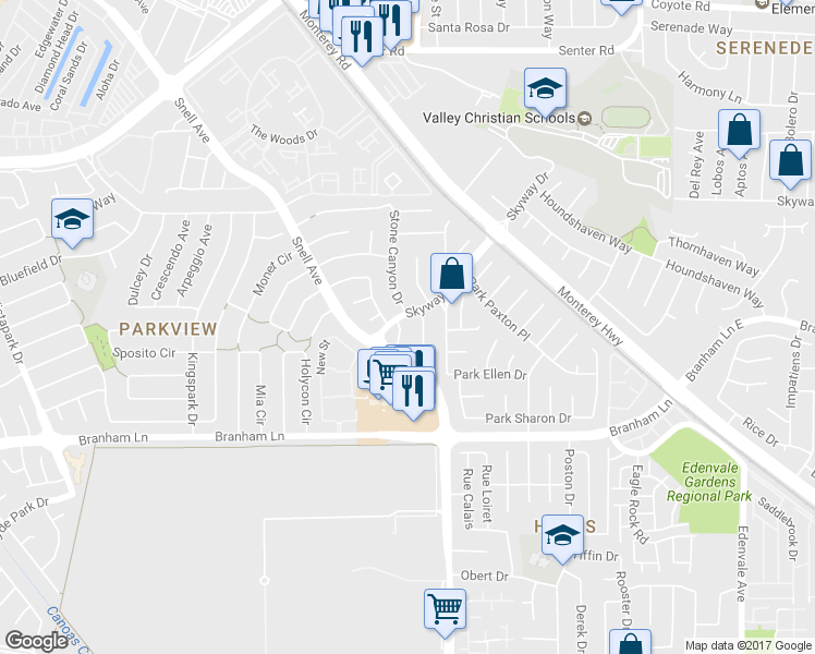 map of restaurants, bars, coffee shops, grocery stores, and more near 4466 Illsley Court in San Jose