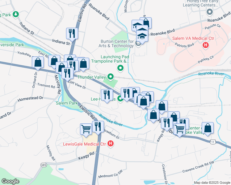 map of restaurants, bars, coffee shops, grocery stores, and more near in Salem