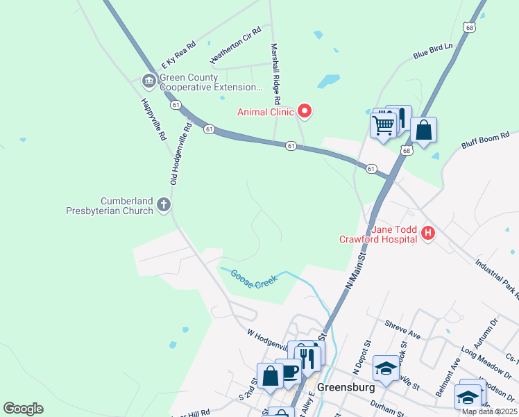 map of restaurants, bars, coffee shops, grocery stores, and more near 144-208 Hidden Valley Drive in Greensburg